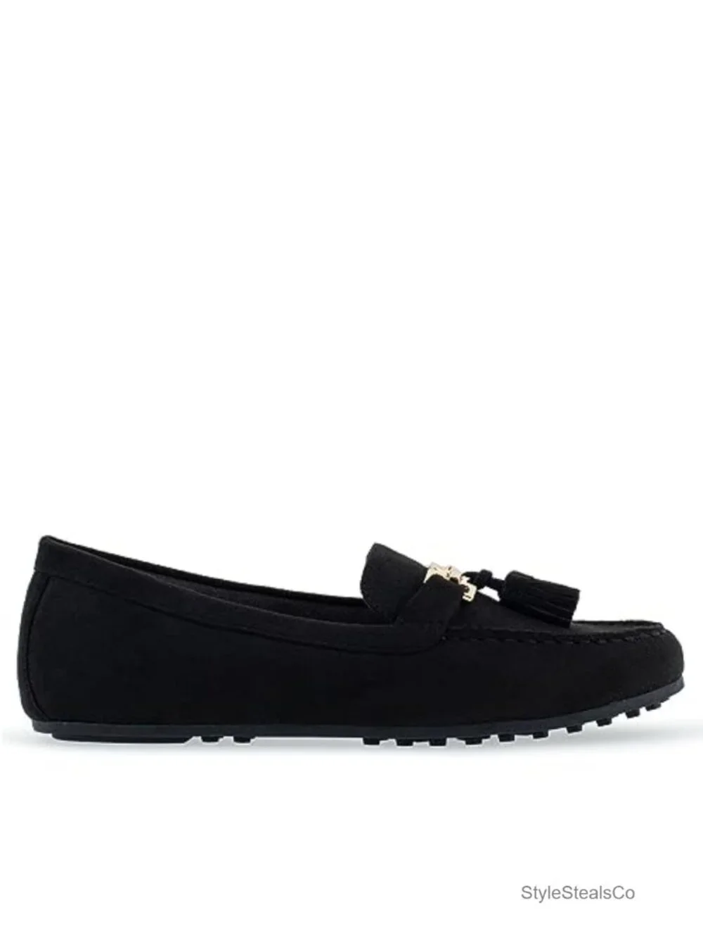 Faux Suede Loafers with Tassel Detail Flat Heel Memory Foam